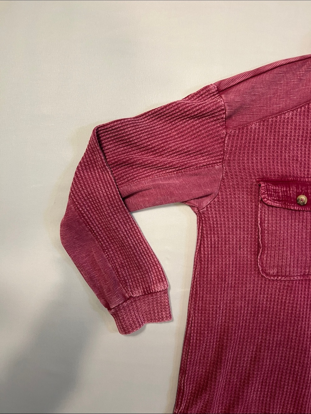 Briggs New York Raspberry Red Waffle Knit Button-Front Shirt Size L - Picture 3 of 11